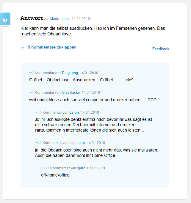 Obdachlose mit Home Office